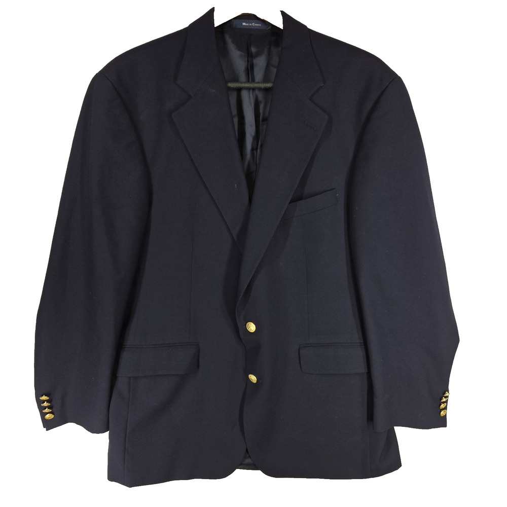 Vtg Polo Ralph Lauren Mens Blazer Coat 43 Blue Business Casual Workwear y2k Wool